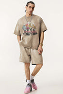 Distressed Painterly Graphic Tee - Vintage Khaki