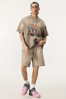 Distressed Painterly Graphic Tee - Vintage Khaki