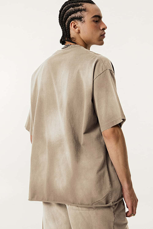 Distressed Painterly Graphic Tee - Vintage Khaki