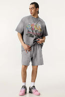 Distressed Painterly Graphic Tee - Vintage Medium Gray