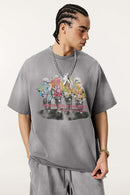 Distressed Painterly Graphic Tee - Vintage Medium Gray