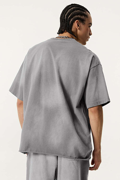 Distressed Painterly Graphic Tee - Vintage Medium Gray