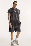 Vintage Distressed Breathable Active Muscle Tank - Vintage Black