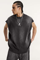 Vintage Distressed Breathable Active Muscle Tank - Vintage Black