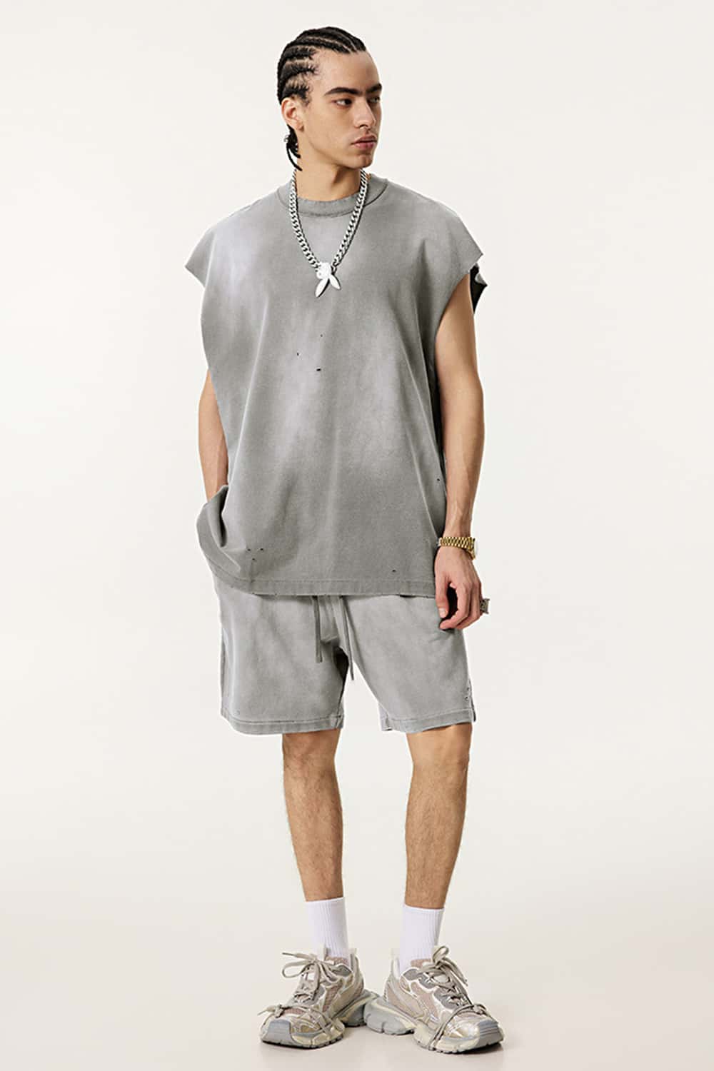 Distressed Sleeveless Vintage Tank Top