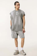 Vintage Distressed Breathable Active Muscle Tank - Vintage Medium Gray