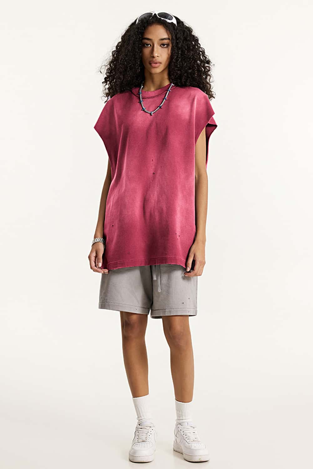 Distressed Sleeveless Vintage Tank Top