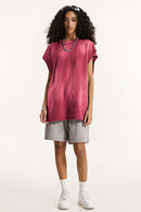 Vintage Distressed Breathable Active Muscle Tank - Vintage Red
