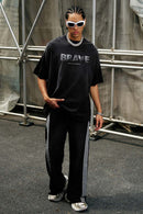 Heavyweight Washed Distressed Graphic Tee - Black