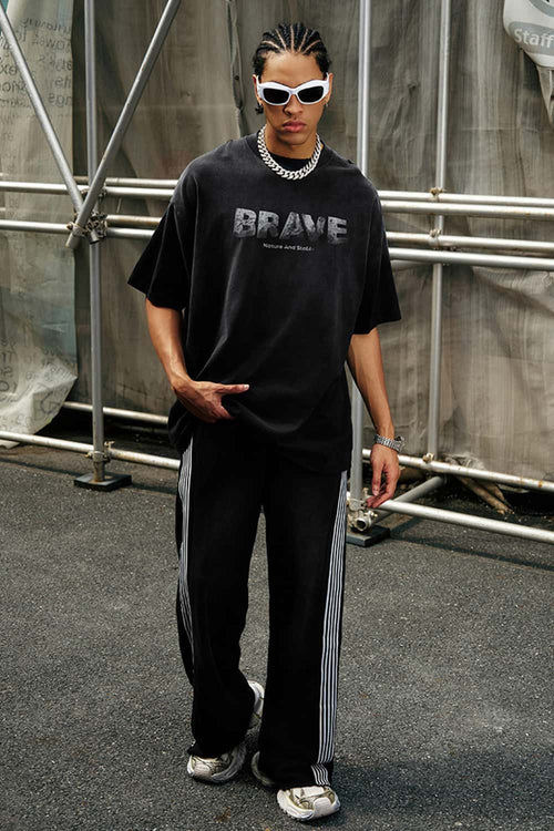 Heavyweight Washed Distressed Graphic Tee - Black