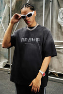 Heavyweight Washed Distressed Graphic Tee - Black