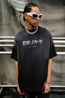 Heavyweight Washed Distressed Graphic Tee - Black