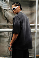 Heavyweight Washed Distressed Graphic Tee - Black