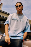 Heavyweight Washed Distressed Graphic Tee - Blue
