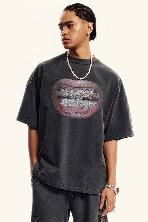Heavyweight Vintage Distressed Graphic Tee - Fried Snowflakes