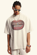 Heavyweight Vintage Distressed Graphic Tee - Slate Rice