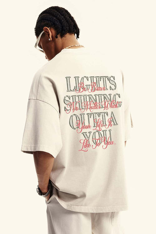 Heavyweight Vintage Distressed Graphic Tee - Slate Rice