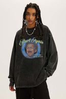 Vintage Washed Graphic Long-Sleeve Tee - Fried Snowflakes