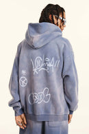 Graphic Fleece Zip-Up Hoodie - Blue