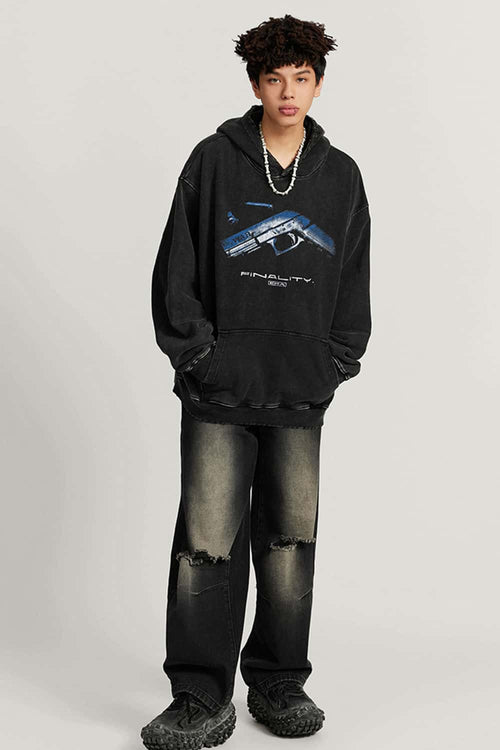 Vintage Heavyweight Distressed Hoodie - Fried Snowflakes