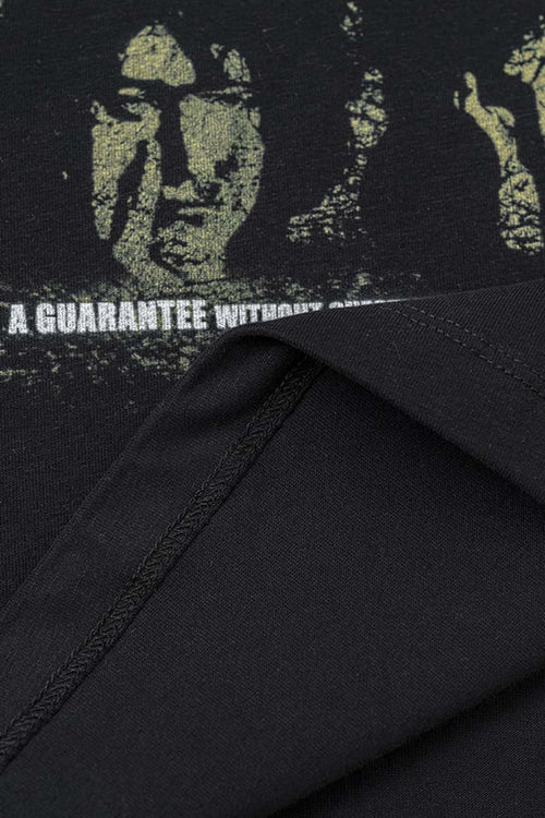 Distressed Vintage Long-Sleeve Graphic Tee - Black
