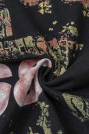 Distressed Vintage Long-Sleeve Graphic Tee - Black