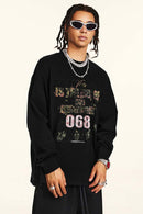 Distressed Vintage Long-Sleeve Graphic Tee - Black