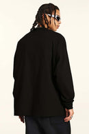 Distressed Vintage Long-Sleeve Graphic Tee - Black