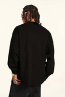 Distressed Vintage Long-Sleeve Graphic Tee - Black