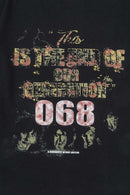 Distressed Vintage Long-Sleeve Graphic Tee - Black