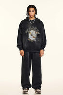 Vintage Washed Heavyweight Graphic Hoodie - Black
