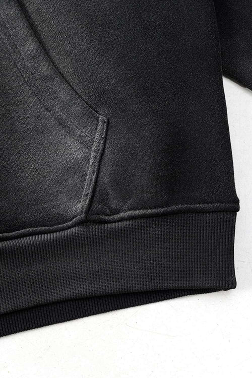 Vintage Washed Heavyweight Graphic Hoodie - Black