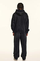 Vintage Washed Heavyweight Graphic Hoodie - Black