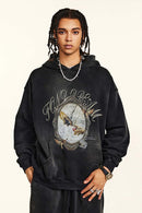 Vintage Washed Heavyweight Graphic Hoodie - Black