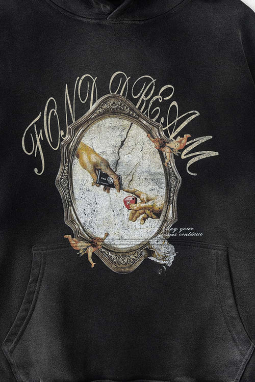 Vintage Washed Heavyweight Graphic Hoodie - Black