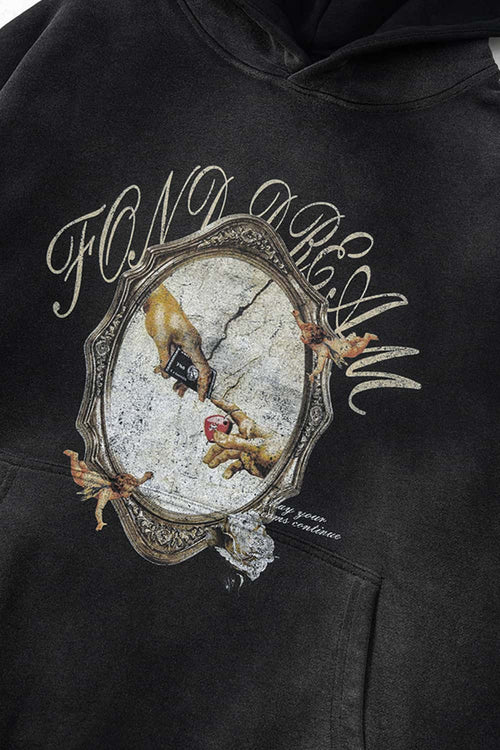 Vintage Washed Heavyweight Graphic Hoodie - Black