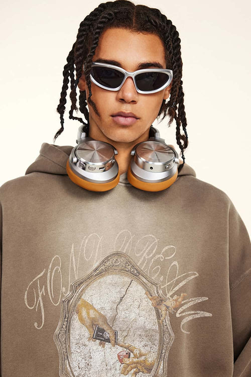 Vintage Washed Heavyweight Graphic Hoodie - Dark Brown