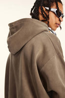 Vintage Washed Heavyweight Graphic Hoodie - Dark Brown
