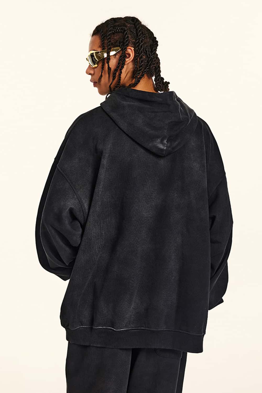 Vintage Washed Distressed Long Sleeve Hoodie