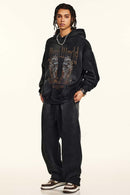 Heavyweight Vintage Graphic Pullover Hoodie - Black