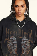 Heavyweight Vintage Graphic Pullover Hoodie - Black