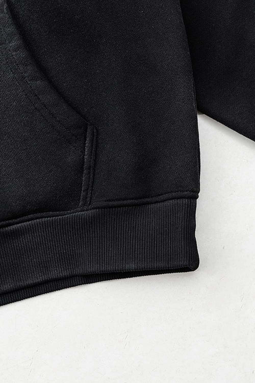 Heavyweight Vintage Graphic Pullover Hoodie - Black