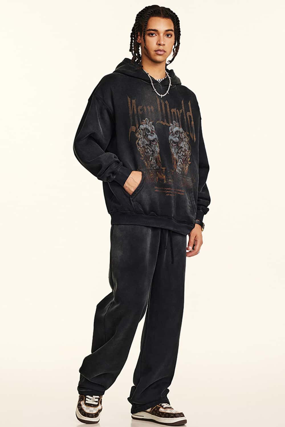 Heavyweight Vintage Lion Dance Graphic Hoodie