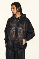 Heavyweight Vintage Graphic Pullover Hoodie - Black