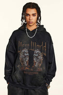 Heavyweight Vintage Graphic Pullover Hoodie - Black