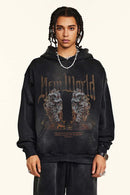 Heavyweight Vintage Graphic Pullover Hoodie - Black