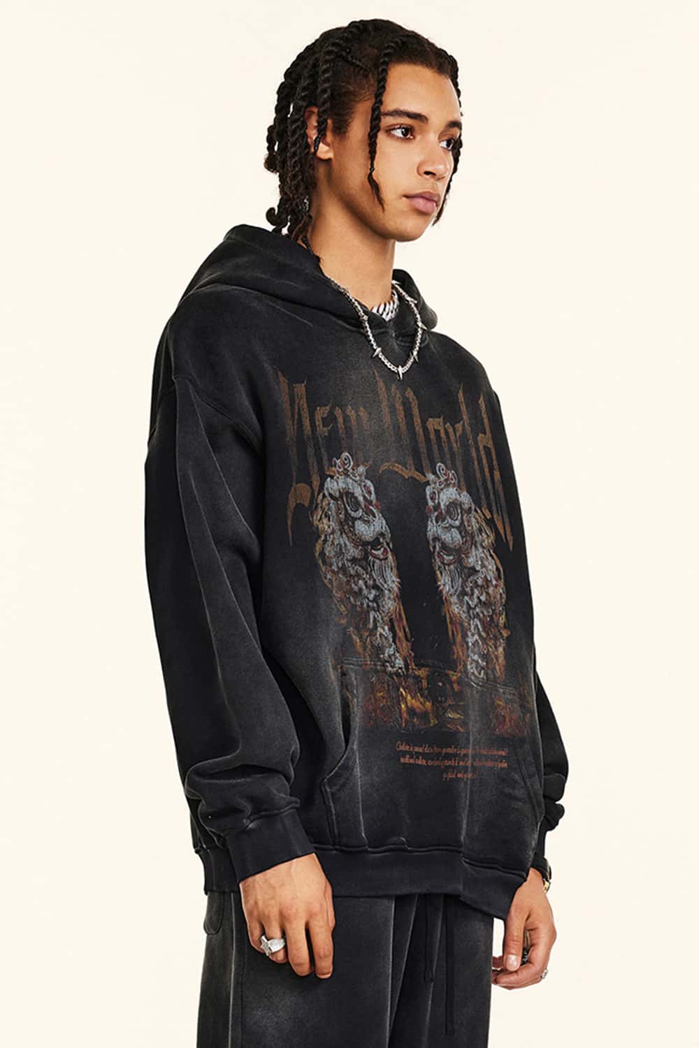 Heavyweight Vintage Lion Dance Graphic Hoodie