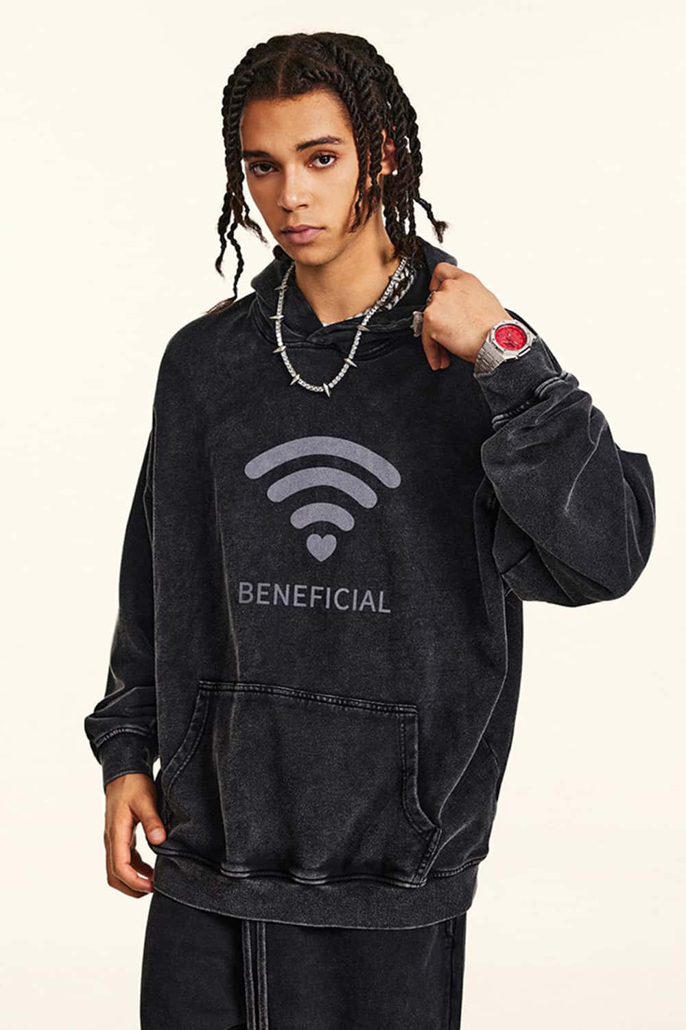 LOVE Graphic Washed Vintage Hoodie