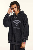 Distressed Washed Graphic Hoodie - Fried Snowflakes