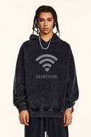 Distressed Washed Graphic Hoodie - Fried Snowflakes